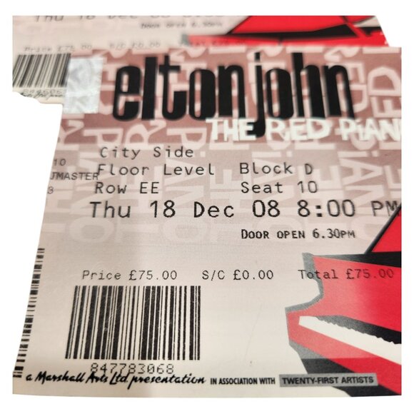 Elton John "The Red Piano" 12/18/2008 Concert Tickets Echo Arena, Liverpool - Picture 4 of 6